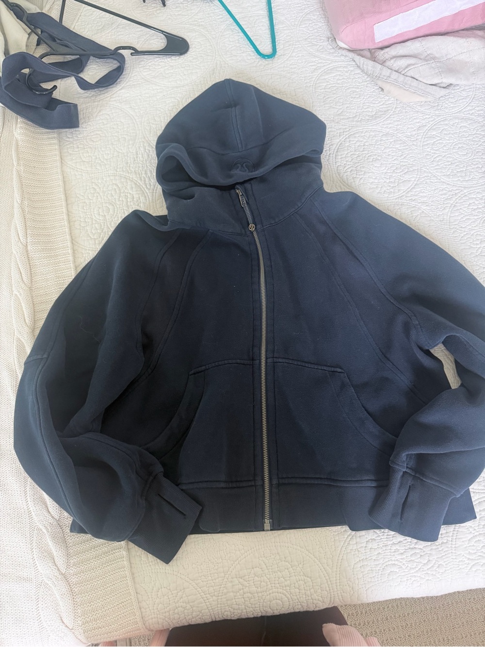 lululemon scuba crop Full-Zip Hooded Sweatshirt Jacket Navy blue M/L